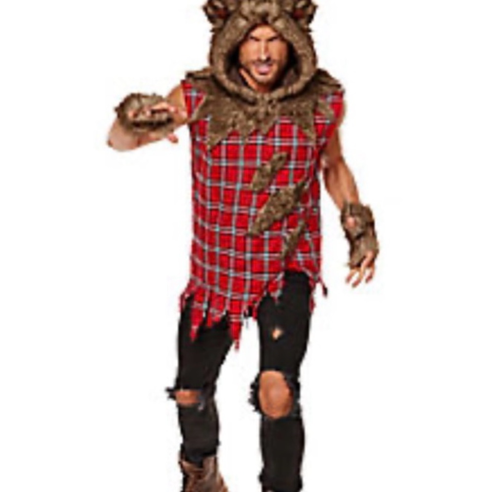 Spirit Halloween - Werewolf Costume for Men - Plaid and Fur